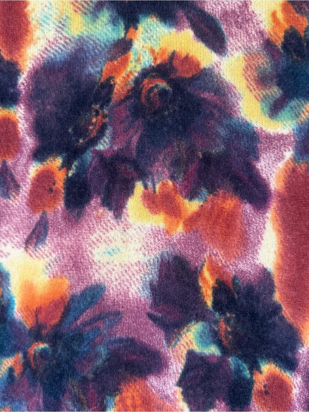 Quotation Rainbow Watercolor Fall Colors 2-Ply Cashmere Cardigan, Size M - Picture 10 of 13